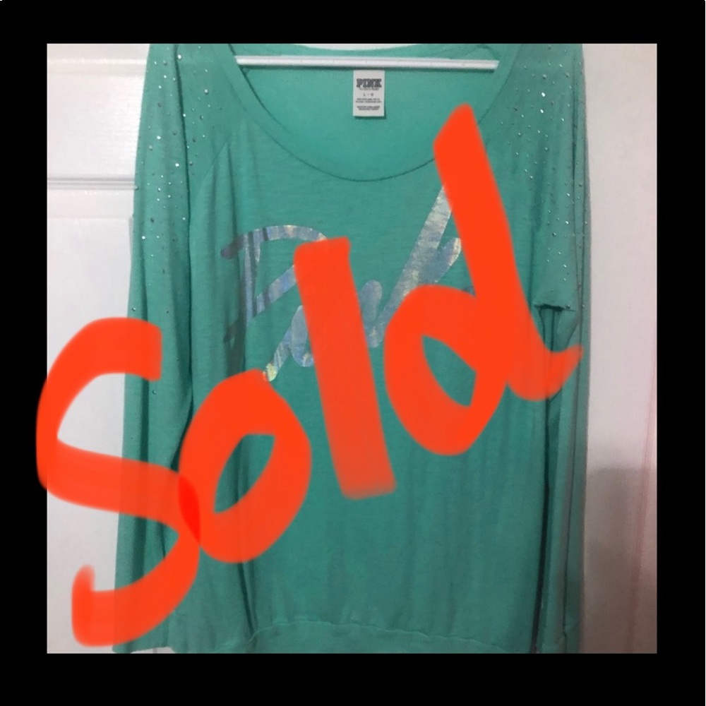 PINK heart teal & sequin top